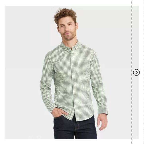 🆕👔Long Sleeve Every Day Wear Button-Down Shirt, Striped Tan/White - Picture 9 of 9